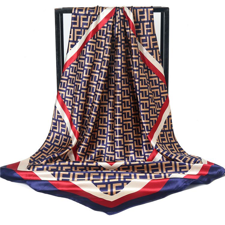 Cashew Flower Satin Square Scarf, Summer Silk Scarf, Thin Shawl, Amazon Foreign Trade Headscarf, Scarf