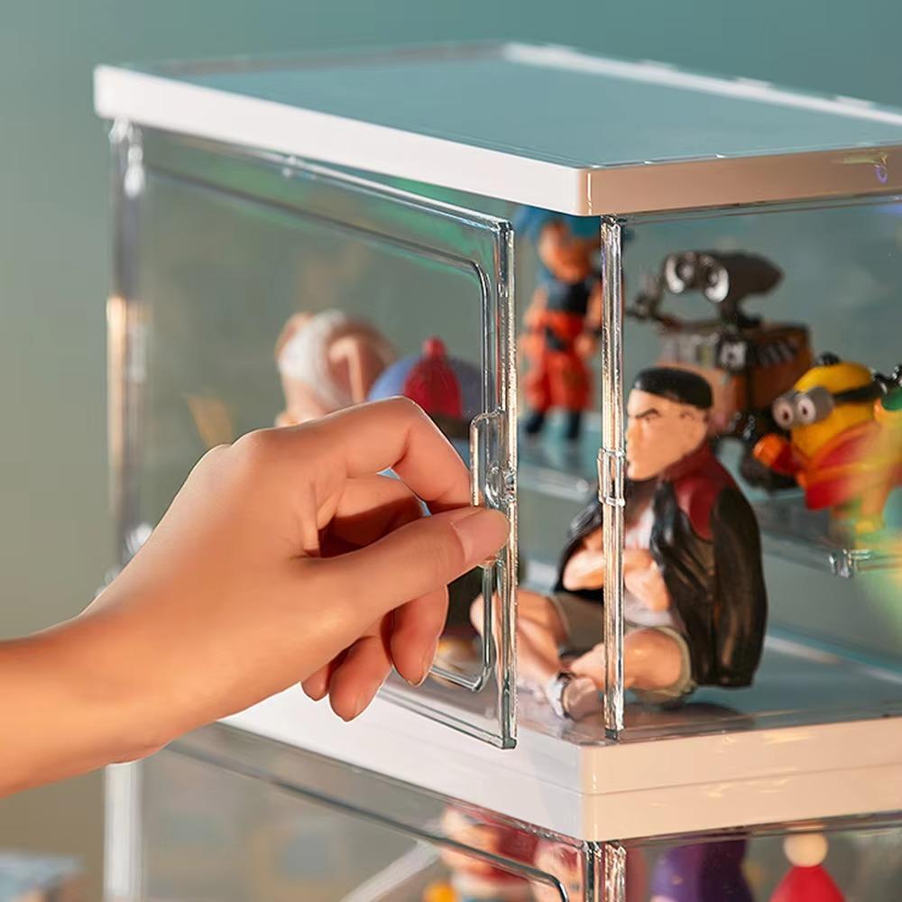 Dustproof Cartoon Toy Display Box Transparent Simple Shoes Cabinet Door Stackable Shoe Cabinets Detachable Bedroom Storage Boxes