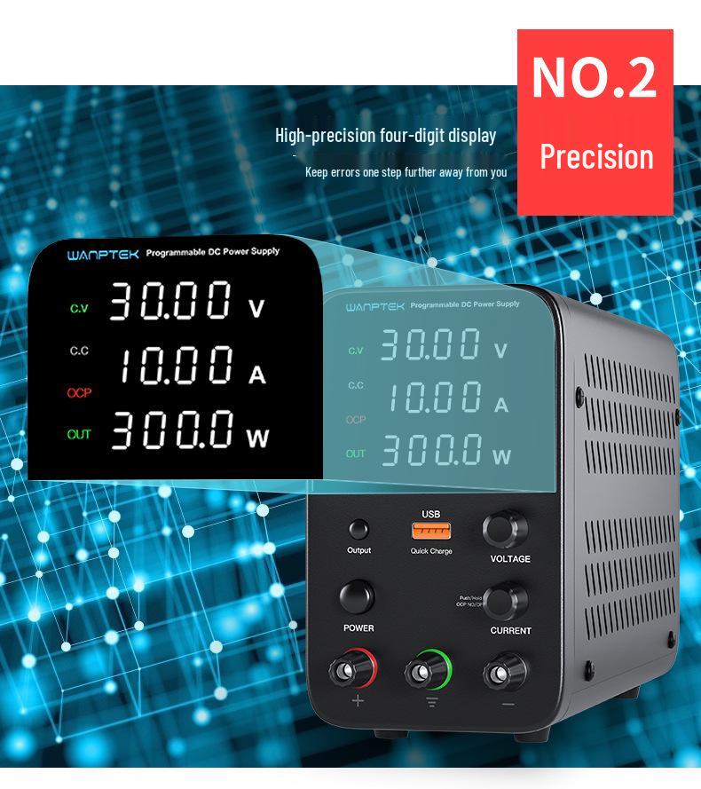Gudong WPS3010H 30V 10A DC Power Supply with Short Circuit Protection & 18W USB Fast Charging