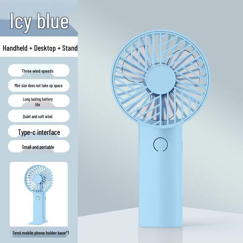 USB Rechargeable Portable Mini Handheld Fan with Phone Holder