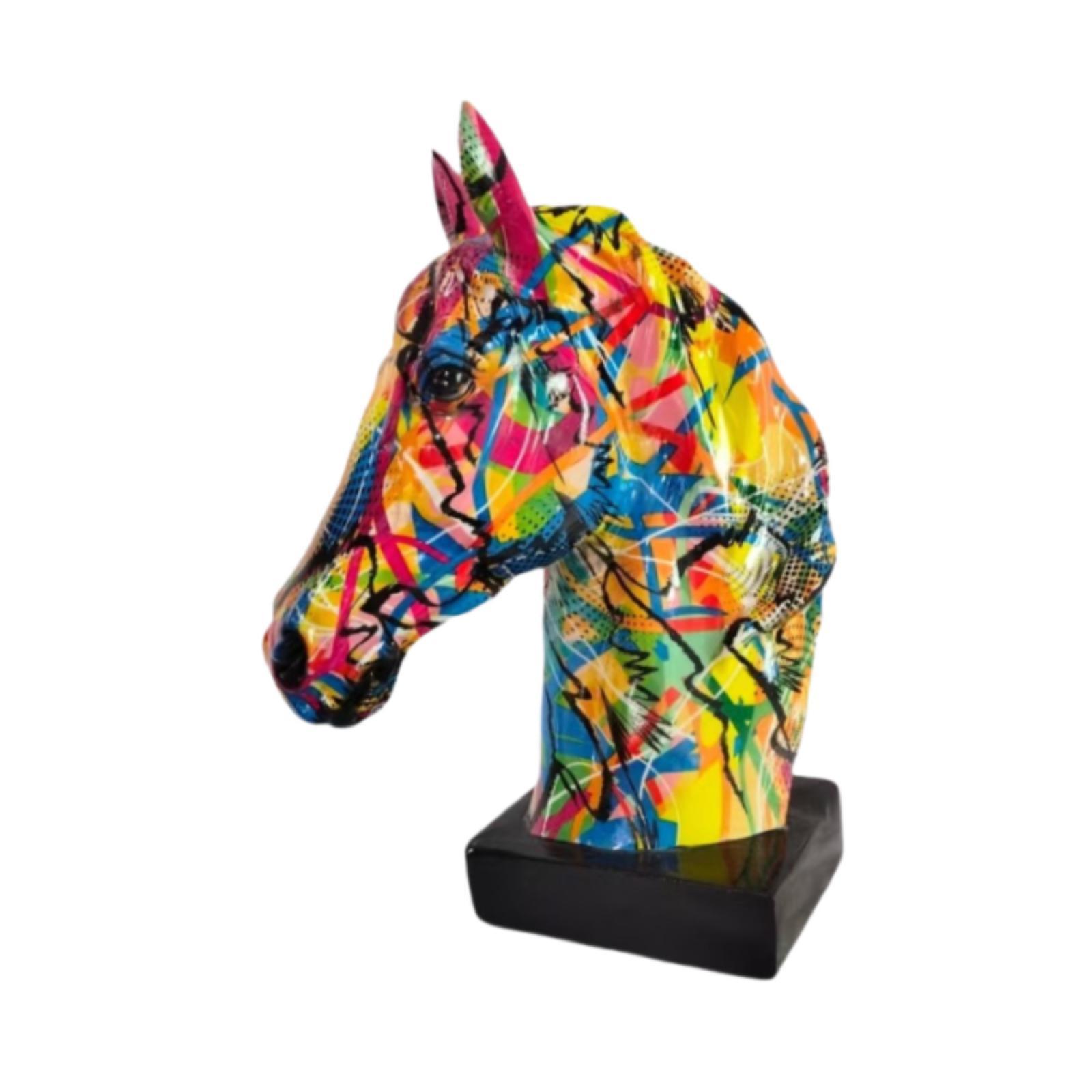 

Animal Sculpture Farmhouse Furnishing Horse Head Statue Bust Resin Figurine for Bedroom Fireplace Shop Bookshelf Housewarming