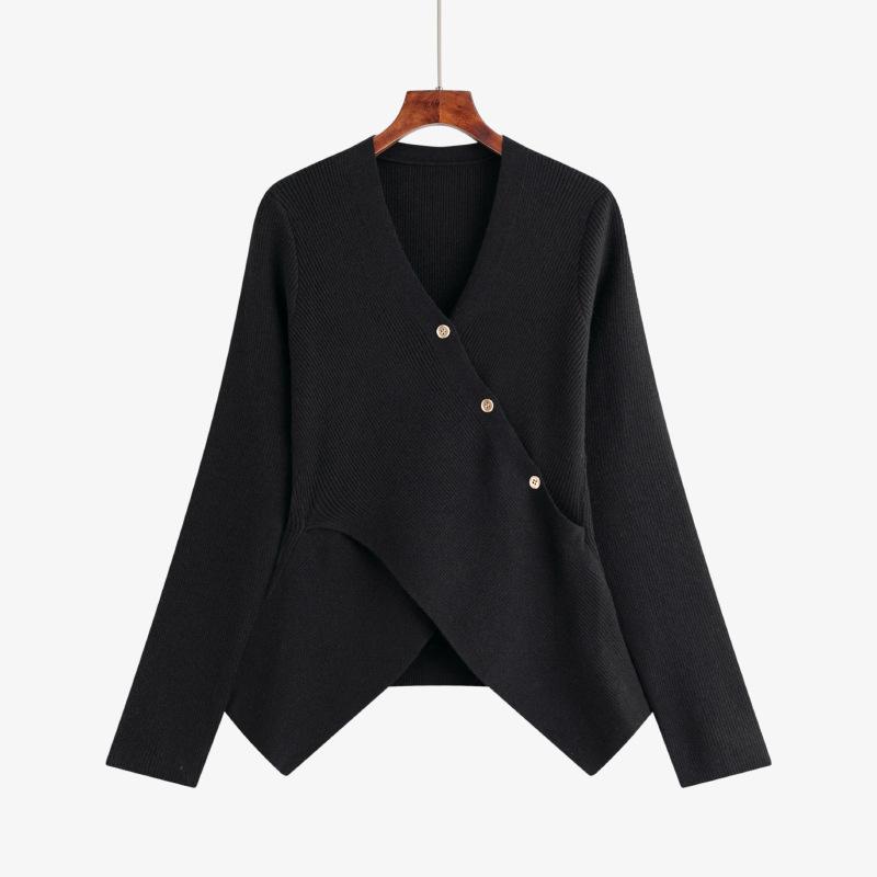 

Plus Size Women s New Loose Knit Sweater with Irregular Design XXL чёрный