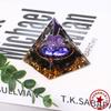 Handmade Natural Crystal Resin Pyramid Ornament for Home and Office