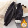 Boys and Girls Baby Plus Velvet Pants, Children's Sports Pants, Autumn and Winter Thick Casual Pants, Warm Outer Wear Trousers