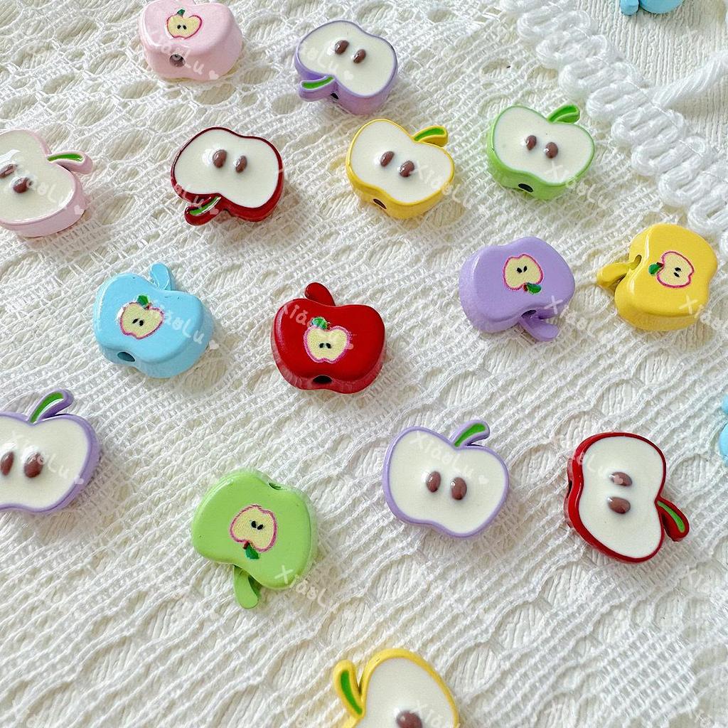 Apple Alloy Painted Beaded Loose Beads DIY Accessories for Handmade Bracelets & Necklaces