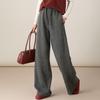 Fanzhen Women's High-Waist Loose Wide-Leg Wool Blend Pants