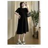 2026 Summer Korean Style Loose Round Neck Casual Little Black Mid-length Dress