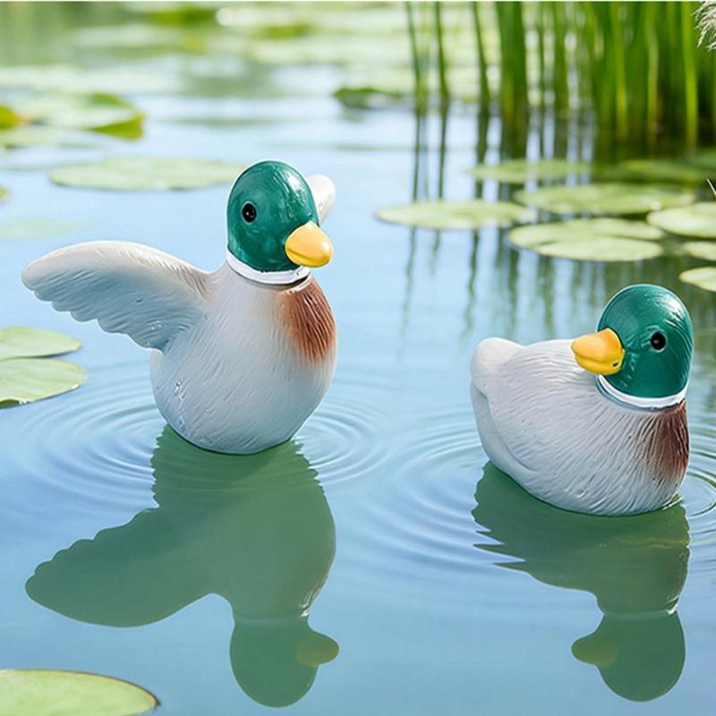 Pack of 4 Adorable Cartoon Green Head Duck Resin Figurines Small Ornament Perfect for Desktop and Garden Decorating