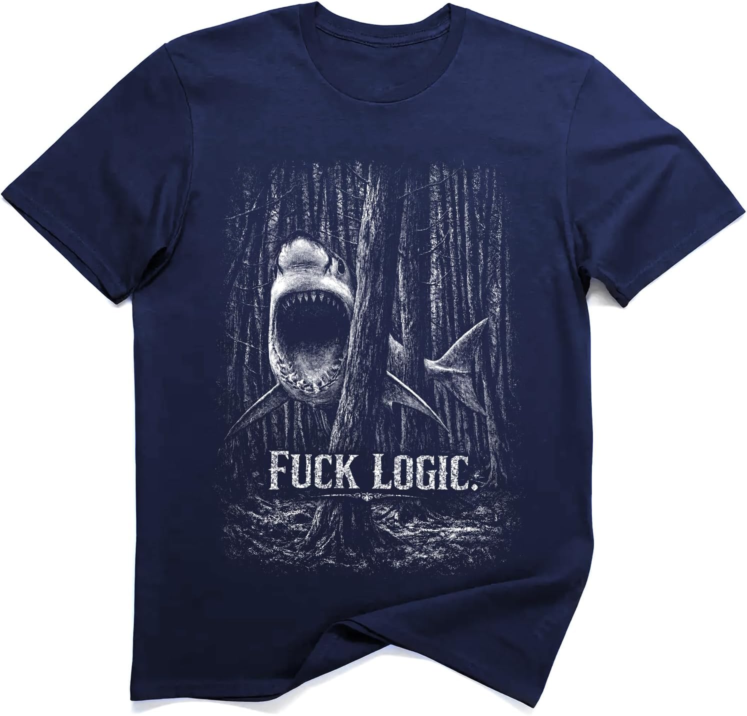 

Funny Surreal Shark Forest No Logic T-Shirt 100% Cotton 5XL різнокольоровий