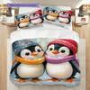 Penguin Pattern Bedding Quilt Set Quilt Cover Pillowcase Home Decoration Birthday Gift (1 * duvet cover + 2 * pillowcase, without core)