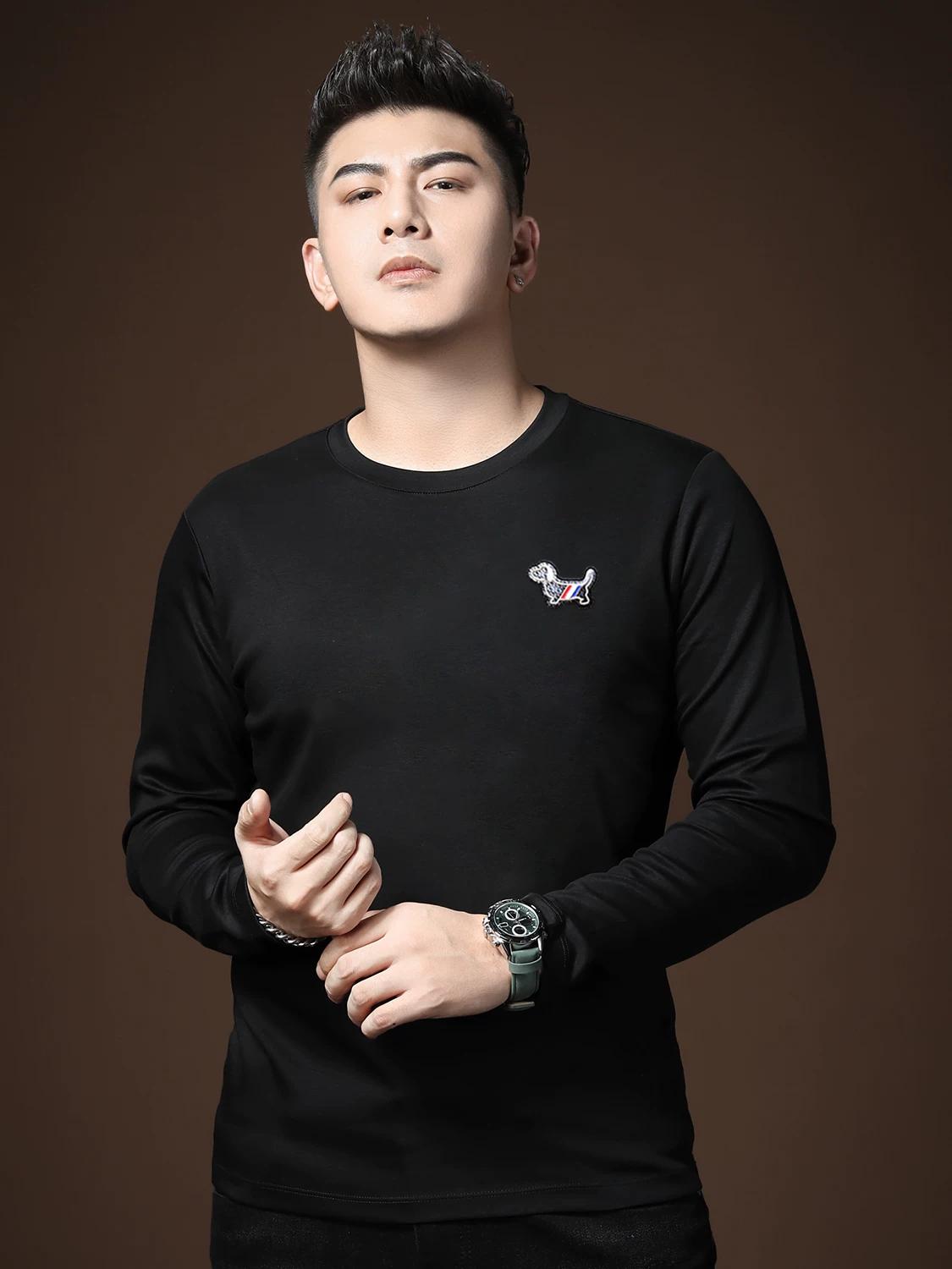 European Goods Trendy Brand Long sleeves Shirt Men s Heattech Trendy Badge Casual Top 2025 New Autumn Men s T-shirt M