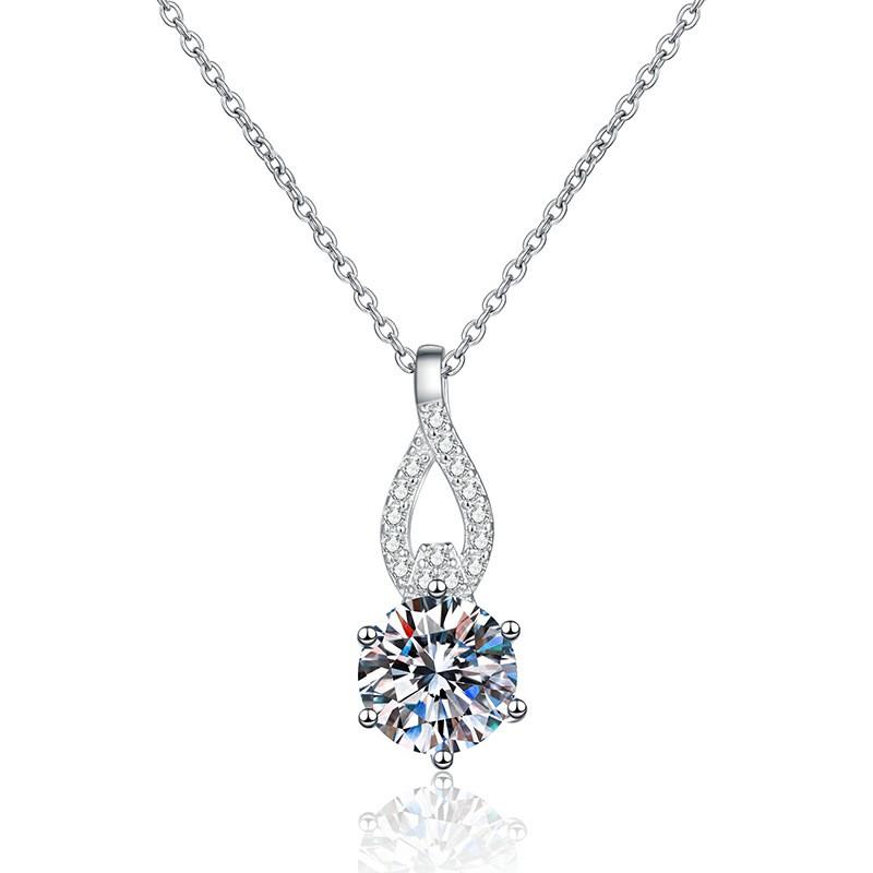 Womens Minimalist Gourd Pendant Necklace 1ct Moissanite Clavicle Chain