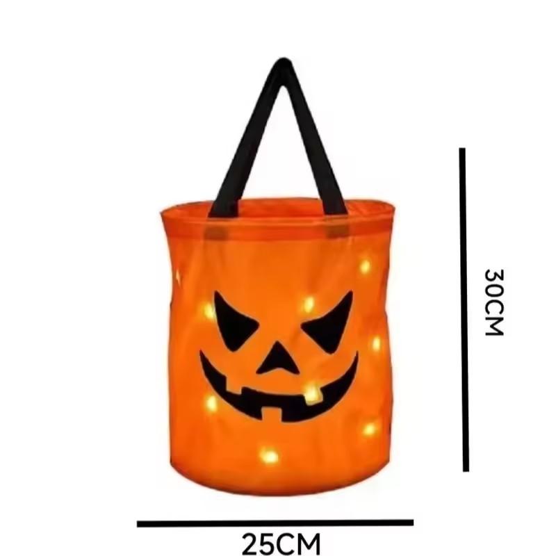 1-20 szt. LED Rozświetlana Halloweenowa Dynia Torba na Cukierki Koszyk dla Dzieci Impreza Trick or Treat Wiaderko na Wydarzenie Świąteczne Dekoracja