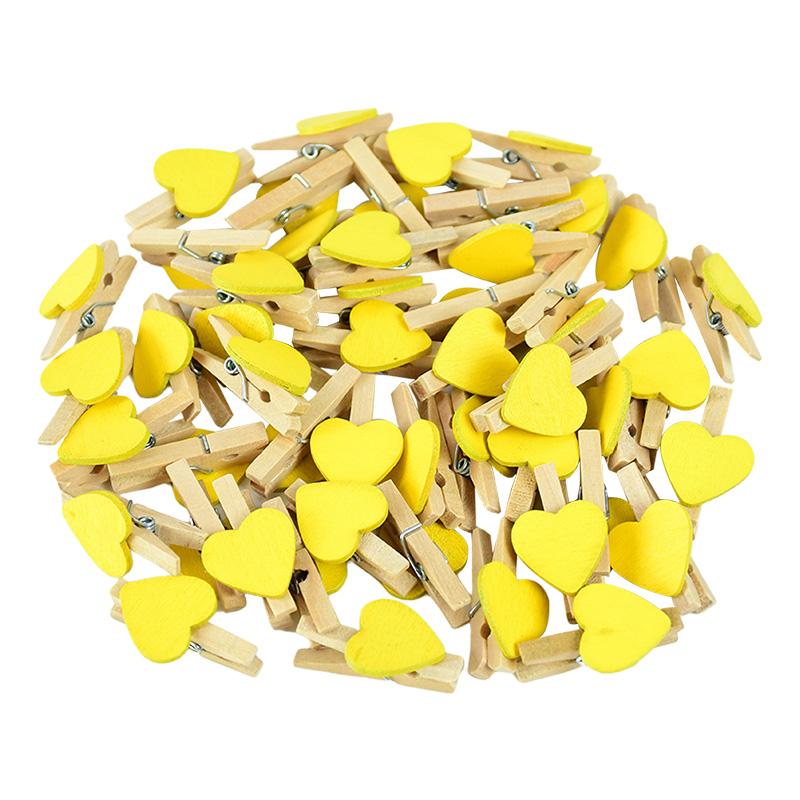 50pcs Mini Wooden Clip Love Heart Shape Photo Paper Clips Pegs Valentines Day Wedding Birthday Party Home Decoration DIY Crafts