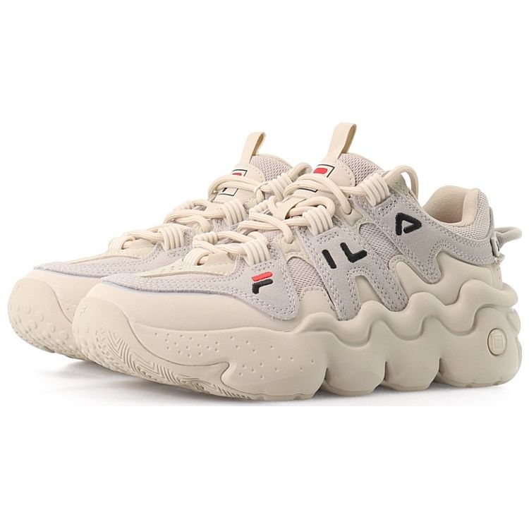 Fila Panini Casual Comfortable Second Generation Shock Absorbing Durable Low Top Retro Basketball Shoes Women Sneaker Oatmeal F12W141223FOC