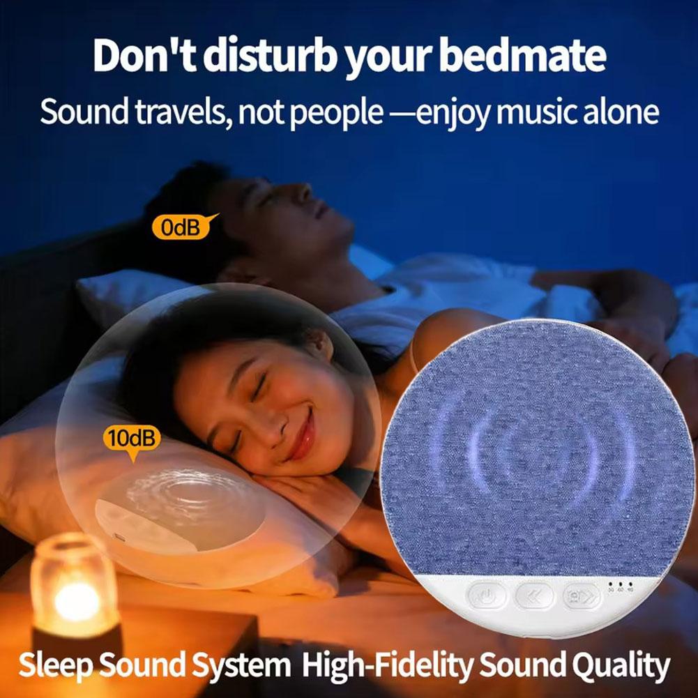 Schlafzimmer-Kissenlautsprecher Bluetooth 5.4, Unter-Kissen-Soundmaschine mit Weißrausch-Unterstützung, 30/60/90 Min. Timer, HiFi-Stereo-Sound