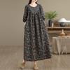 Sukienka bawełniana plus size z długim rękawem w stylu vintage w kwiaty nowość sukienki dla kobiet codzienna luźna wiosenna jesienna sukienka