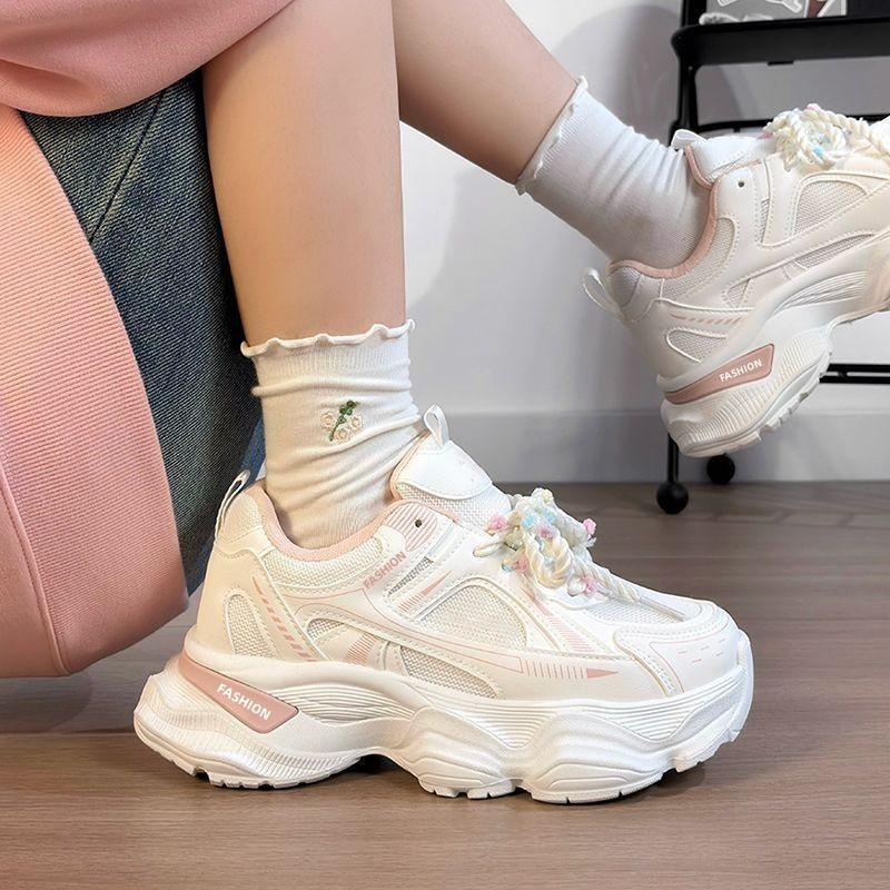 Ultraleichte Damen Schuhe Plateau Mesh Sneaker Damen Herbst Neu Mädchen Vielseitige Höhenvergrößernde Dad Schuhe