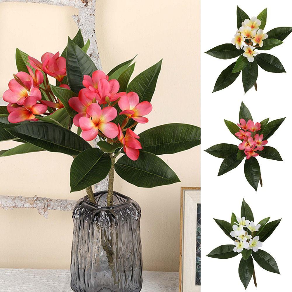 Multicolor Artificial Plumeria Flowers DIY Silk Plum Blossoms Simulation Frangipani Branch Gift