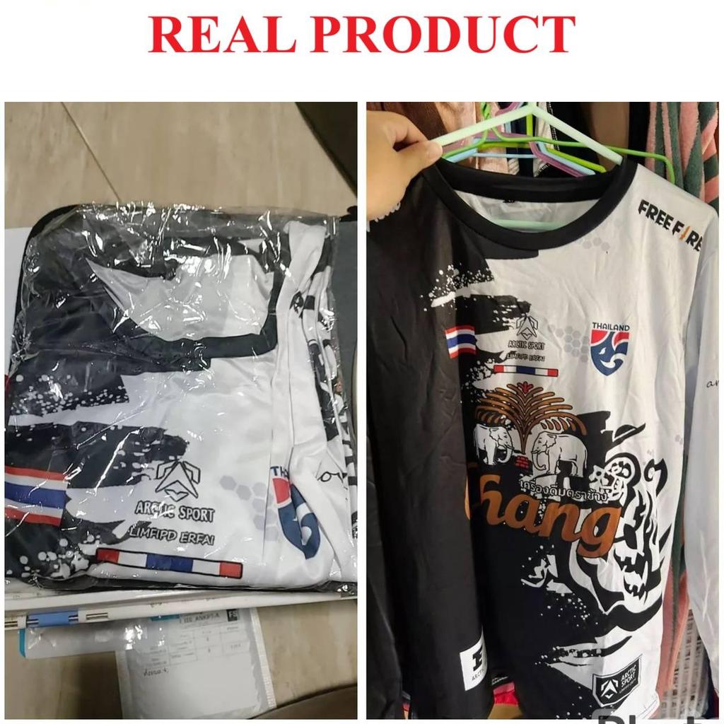 THAILAND Football Soccer Round Neck Vintage Shirt National Flag Elephant Logo Badge Unisex Men Women JERSEY Print Quick Dry Long Sleeve Uniform
