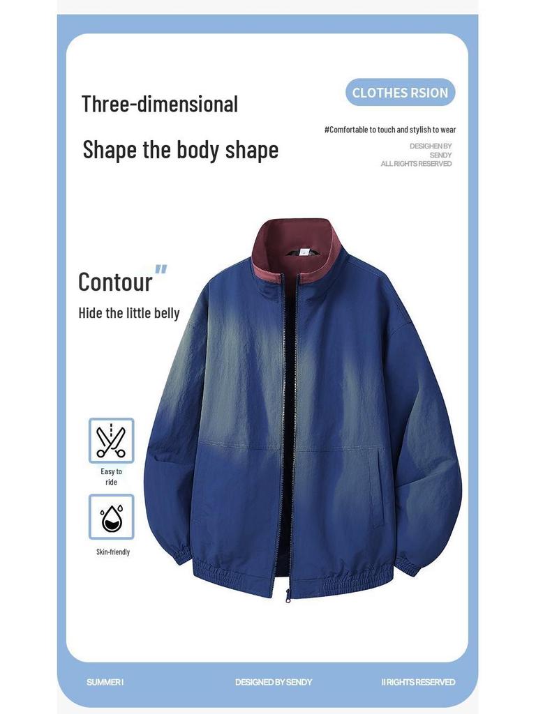 Unisex Retro Color Block Lapel Jacket for Spring/Autumn 2026 - No-Hood Baseball Style