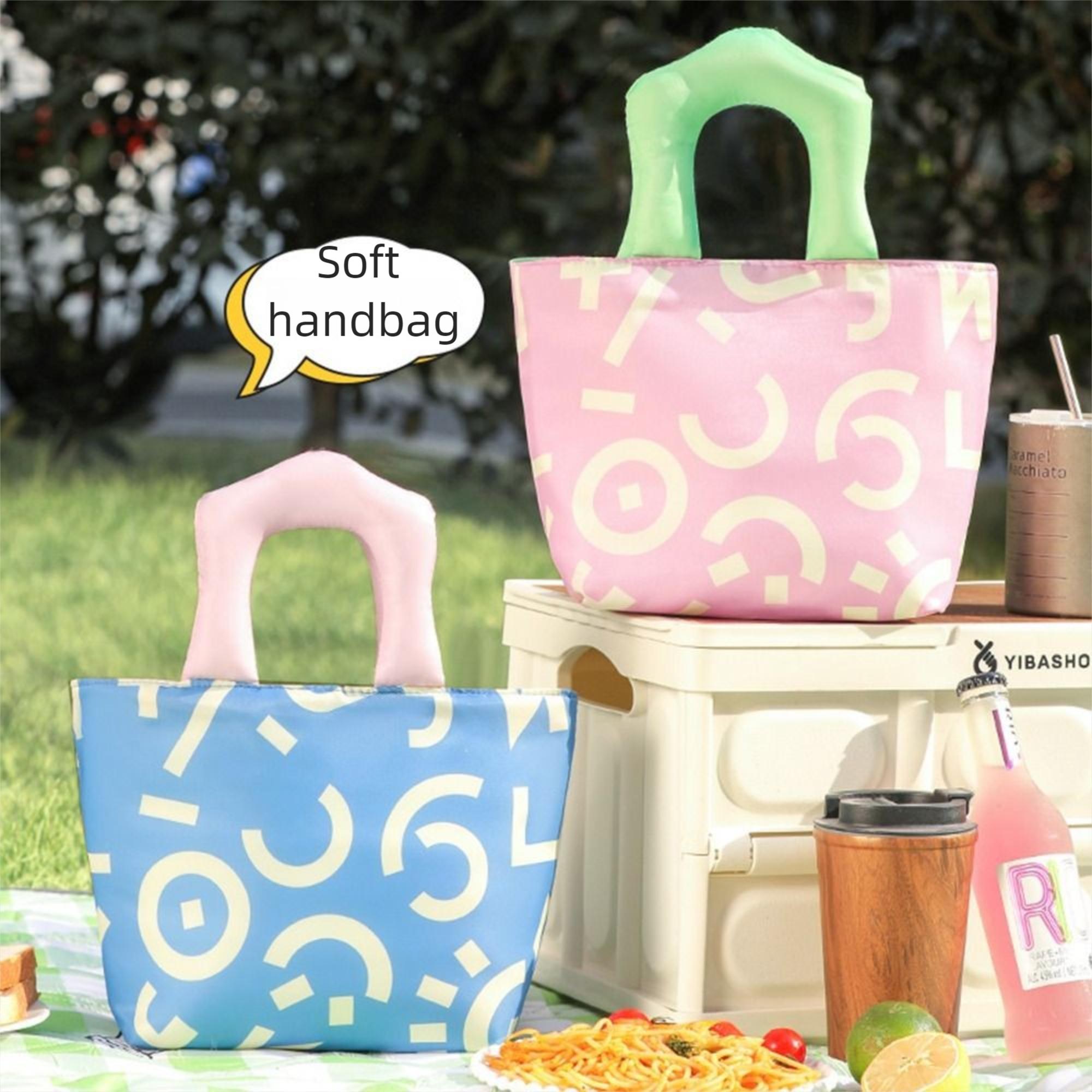 

Cute Cartoon Lunch Bag Waterproof Food Thermal Handbag Fashion Picnic Travel Storage Bags Outdoor Green Handle