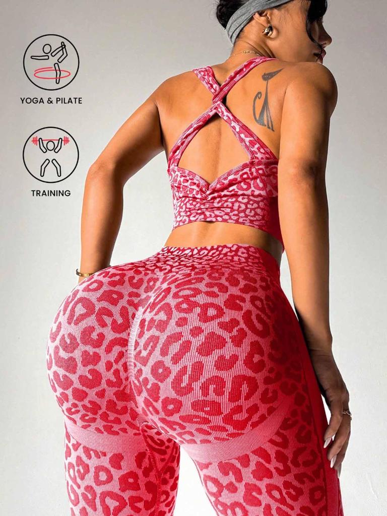 Women's Seamless Cross-Back Sports Yoga Set - 2-Piece Fitness & Casual Wear