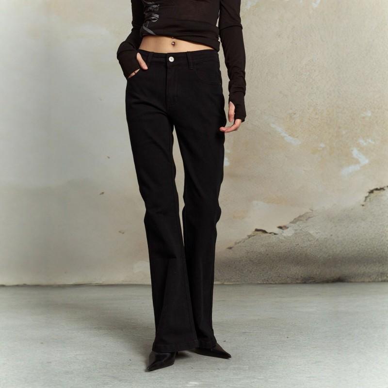 Womens Low Rise Flared Jeans Slim Fit Vintage Style Casual Trousers Cotton Blend Stretch Denim Pants
