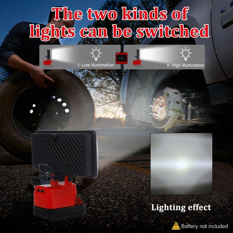 Cordless Floodlight Portable LED Work Light with Dual USB Ports for Makita/Milwaukee/DL 18V/20V Batteries for Outdoor Camping
