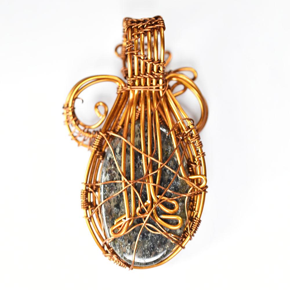 65.4 ct Natural Jasper Oval Shape Copper Wrapped Pendant Gift for Her Gemstone Jewelry Gift