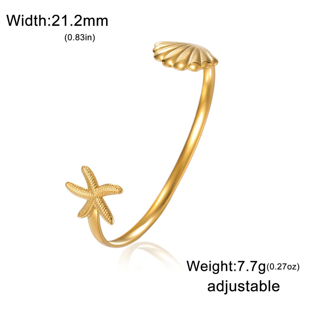  Elegant Flower Starfish Shell Bracelets for Women Summer Aesthetic Open Wide Bangle Party Wedding Jewelry Waterproof