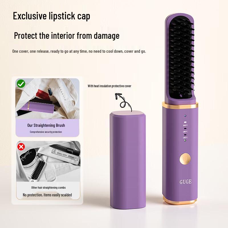 Wireless Negative Ion Hair Straightener Brush CN plug (adapter included)