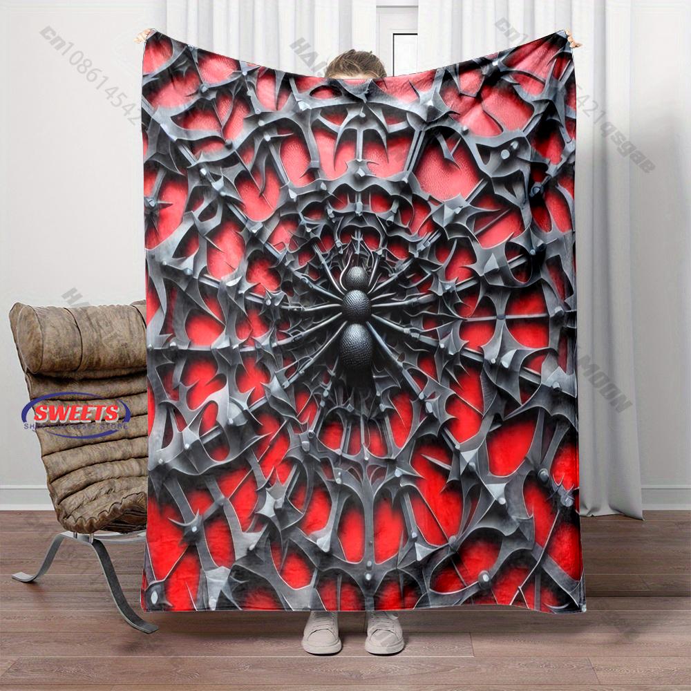 Artistic Spiderweb Pattern Blanket Multiple Sizes Kid'S And Adults' Bedroom Living Room Sofa Decor Blanket, Exquisite Gift