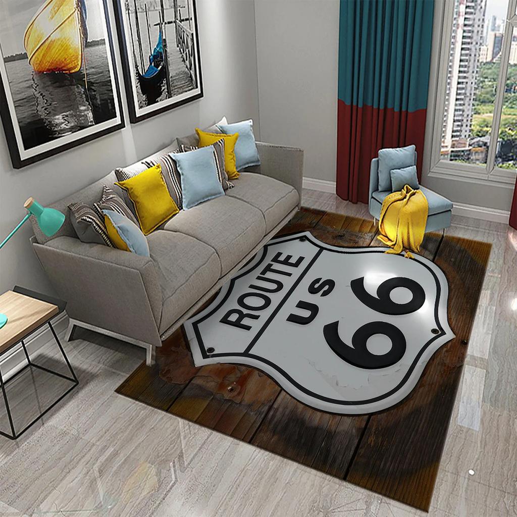 Historic Route 66 Non-slip Carpet Soft Area Rug for Living Room Kids Bedroom Kitchen Decor Floor Mat