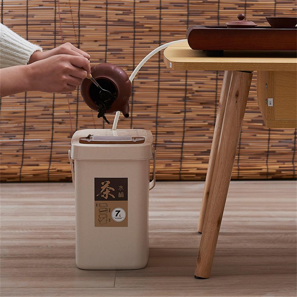

10L Tea Waste Bin PP Filtration Bucket Tealeaves Sanitary Container with Lid/Handle Type A