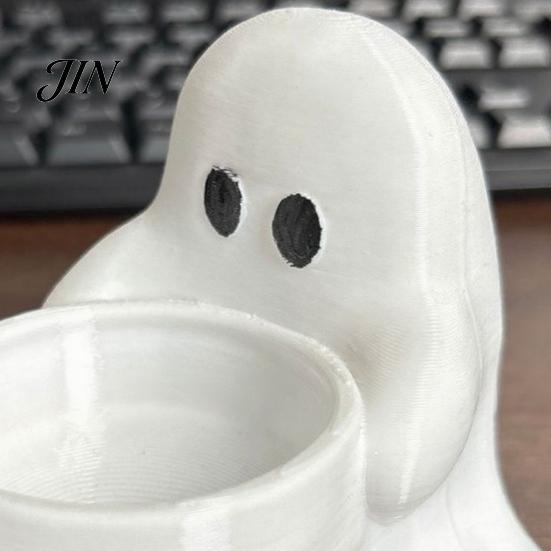 Ghost Themed Home Decoration Halloween Candle Holder, Cute 3D Printed Tea Light Holder for Stable Tealight Display Stand Scented Candles, Small