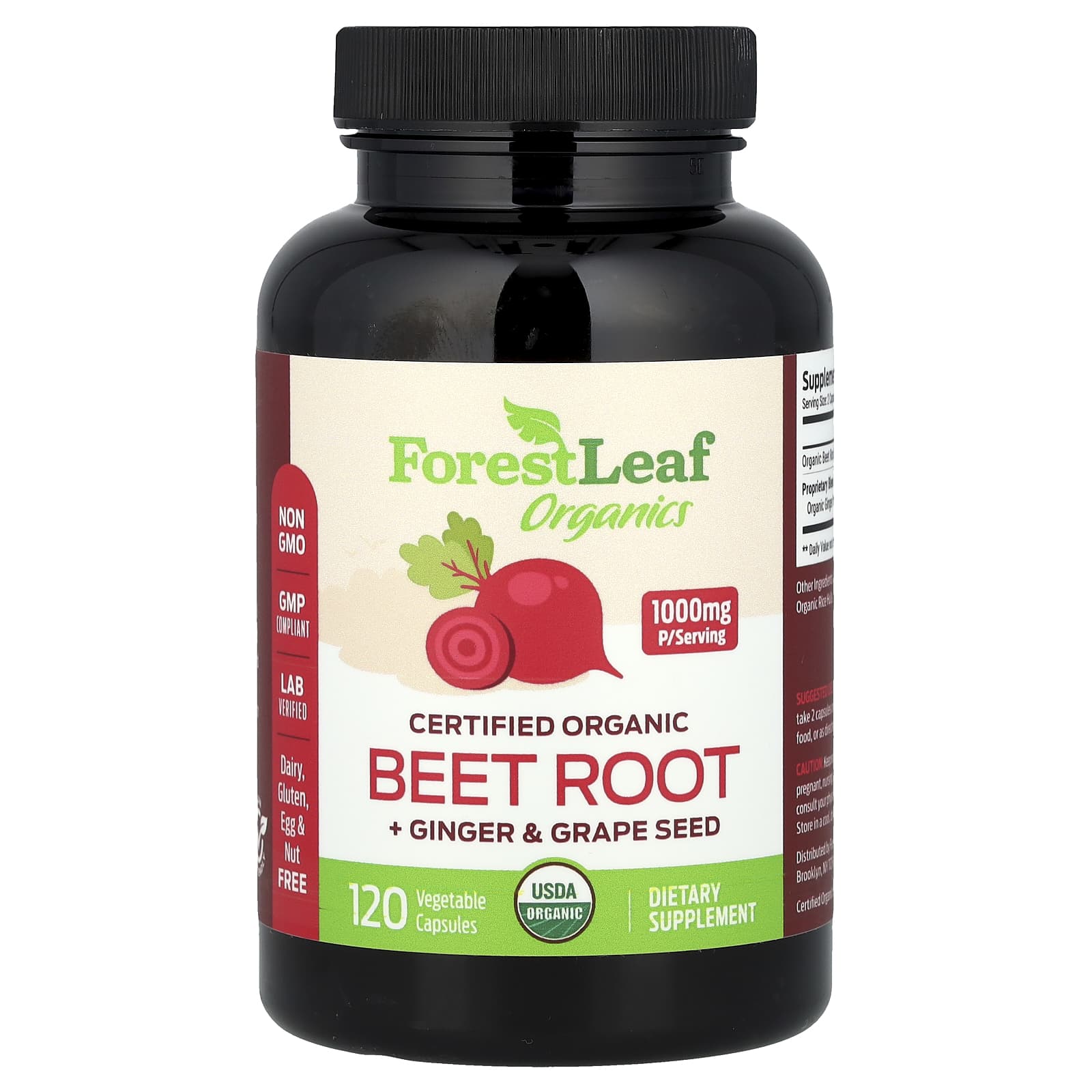 

Certified Organic Beet Root, Ginger & Grape Seed, 120 Veggie Capsules