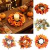 Autumn Candle Wreath Fall Maple Leaf Ring, Pillar Wreath, Artificial Thanksgiving Table Centerpieces Holder for Harvest Party Centerpiece Decorations