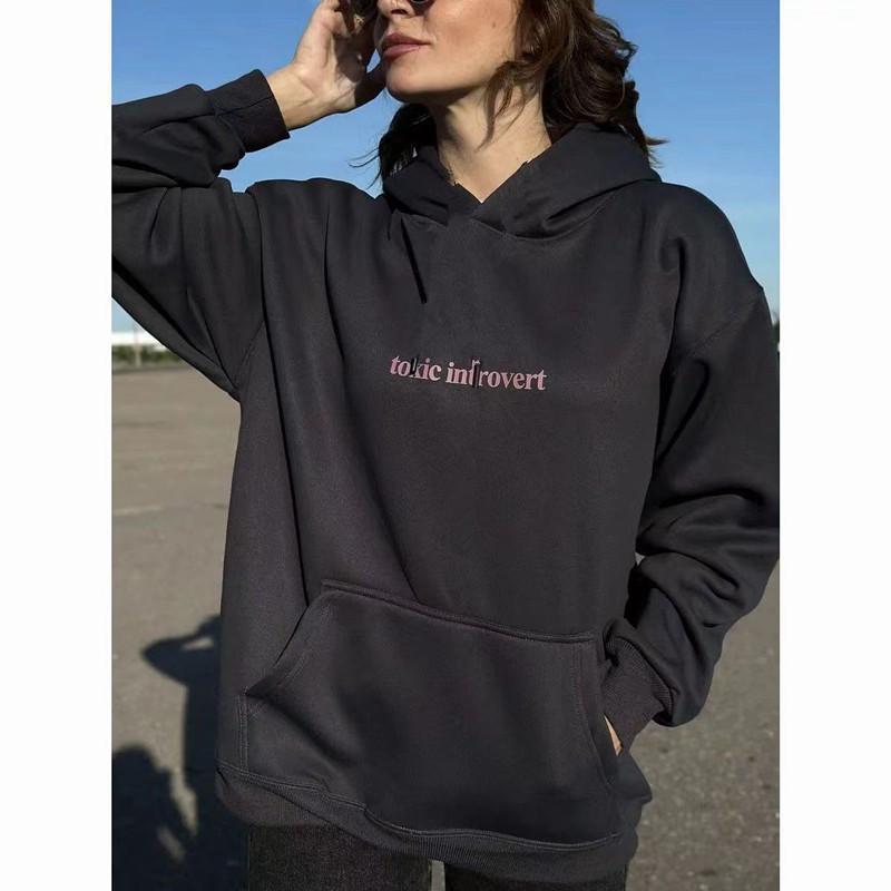 Sudadera Oversize Estilo Europeo Otoño/Invierno con Estampado de Letras