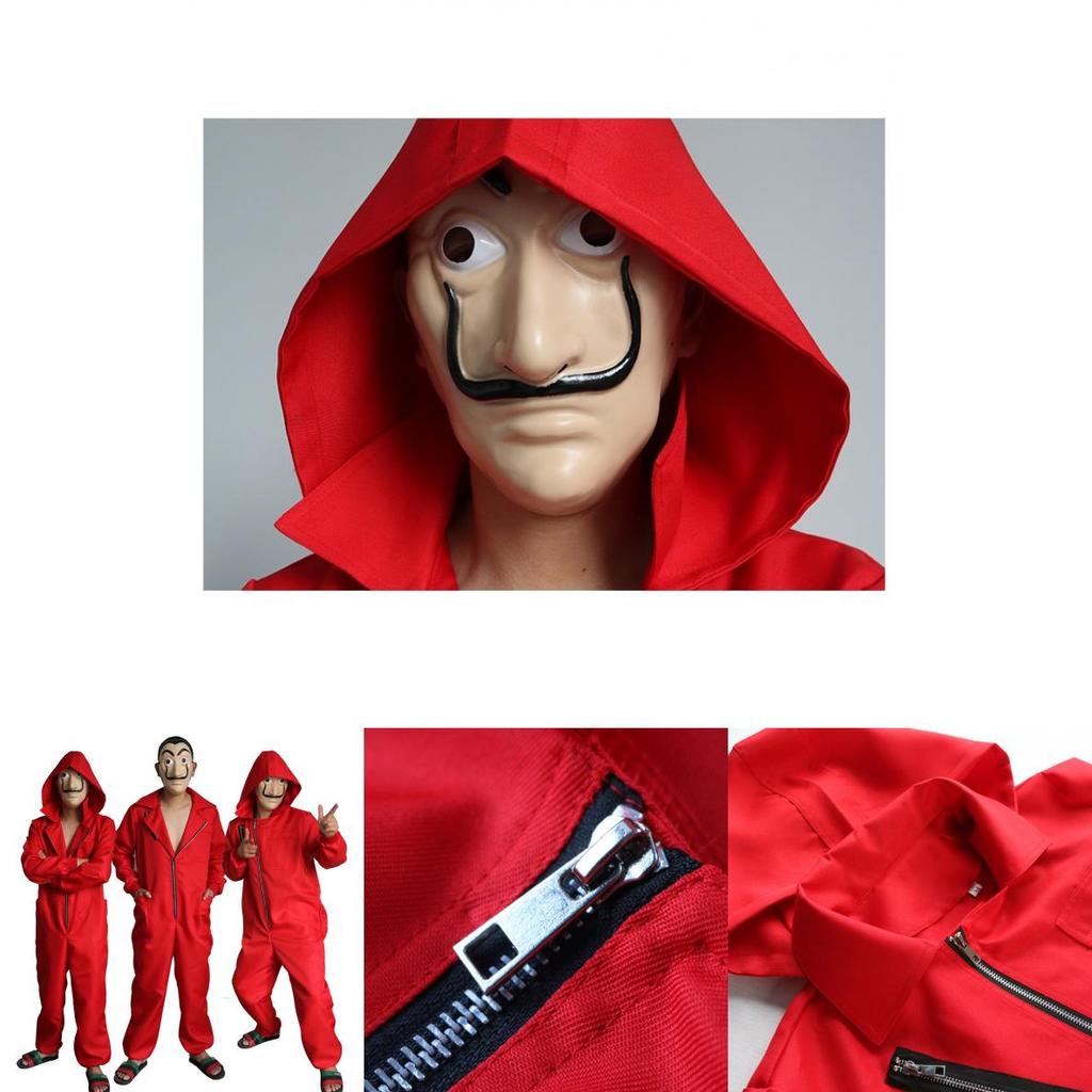 Salvador Dali Money Heist Cosplay Costume For Adults In Stylish Red Jumpsuit Design