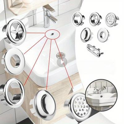 Sink Hole Overflow Cover For Kitchen Bathroom Basin Decoration Tub Drain Cover Sink Wash Basin Round Overflow Ring Plug