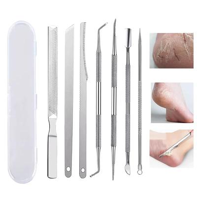 2/3/6/7 Stück Edelstahl Fußmesser Hornhautentferner Zehennagelrasierer Hornhautraspel für Pediküre Dickes Hartes Fußpflege-Werkzeugset