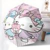 Hello Kitty, Pastel Automatic Opening and Closing Folding Umbrella with 8 Rib Frame and Compact Travel Design, Perfect for All Occasions | S