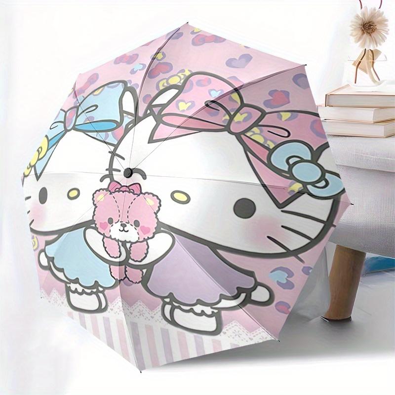 Hello Kitty, Pastel Automatic Opening and Closing Folding Umbrella with 8 Rib Frame and Compact Travel Design, Perfect for All Occasions | S