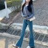 Women's High Rise Flare Jeans Medium Stretch Tencel Denim Bell Bottom Pants Korean Casual Long Jeans Spring Daily Wear