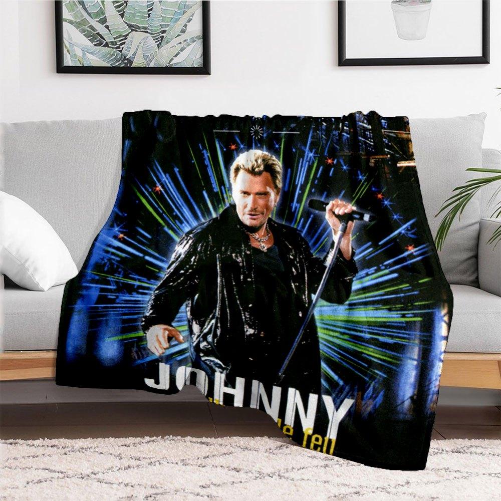 Johnny Hallyday - Allume Le Feu PosterBlanket Flannel Throw Blanket for Sofa, Bed, Travel, Camping, Office, Couch, Chair, And Bed Gift for C