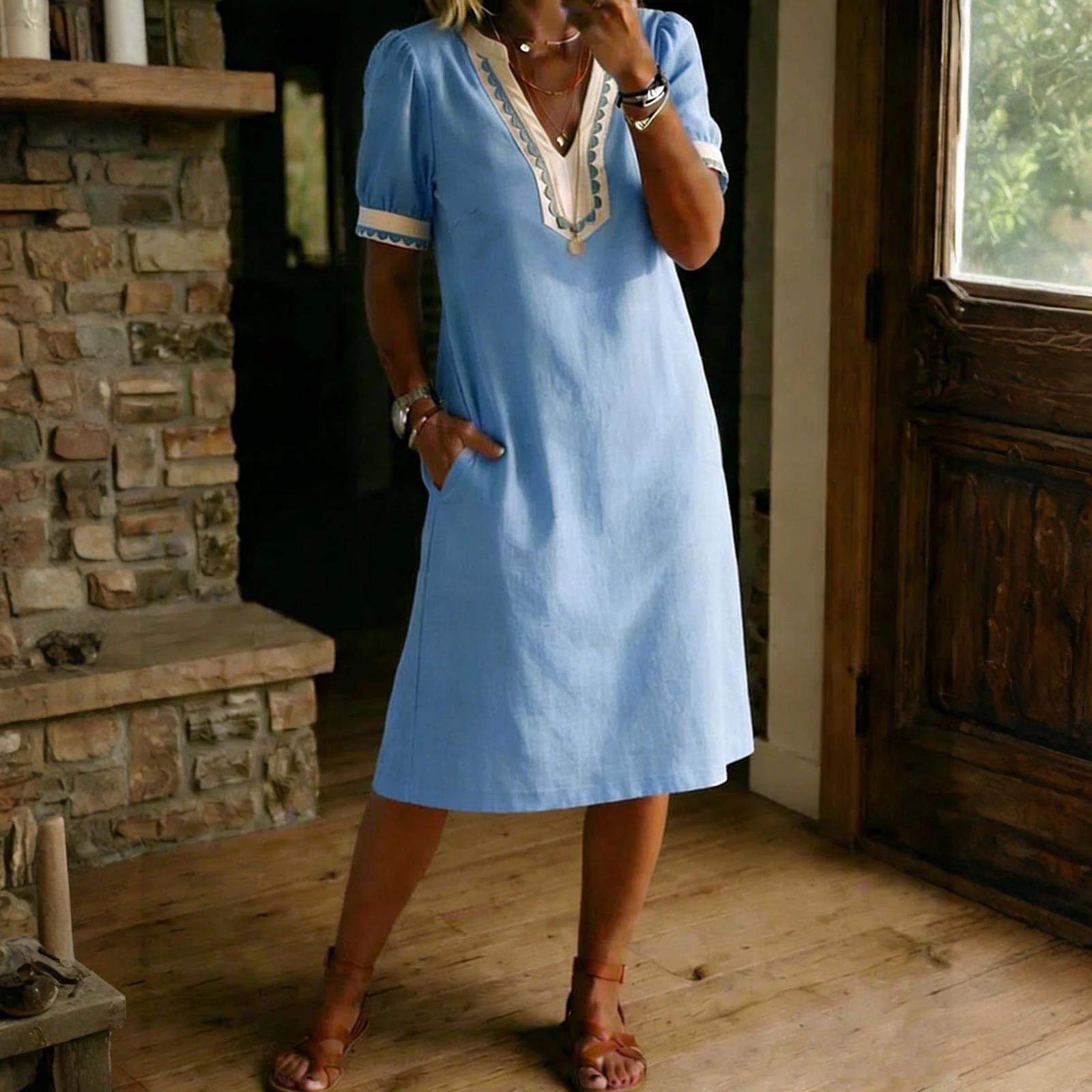 Ladies  Casual And Fashionable Loose Bubble Sleeve Dress L