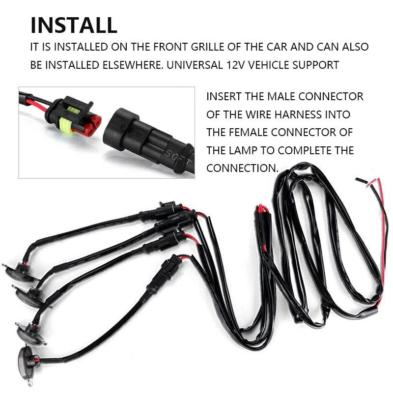 Car Front Grille LED Light Smoked Amber White Universal Grill Light Lighting Eagle Eye Lamp for Off Road Trunk SUV Ford Toyota