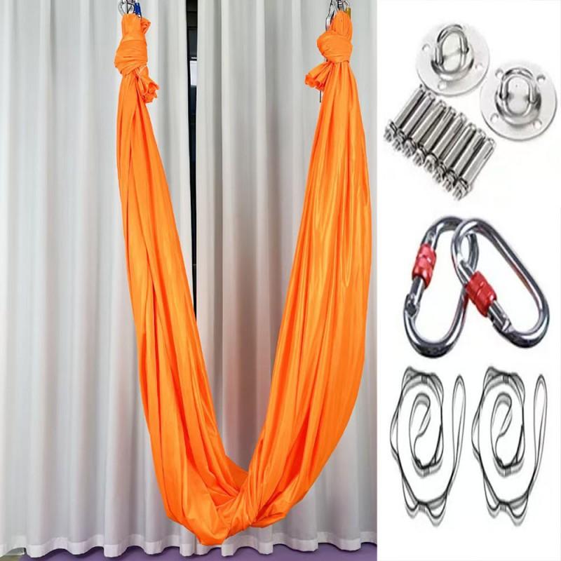 Aerial Yoga Hammock Set With Stretchy Fabric Home Gym Studio Practice Indoor Fitness Suspension Trainer