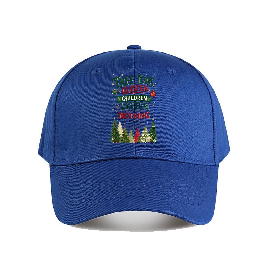 Playful Holiday Pines Quote Artwork Baseball Cap Fashion Outdoor Sports Sunhat Unisex Snapback Cap Womens
